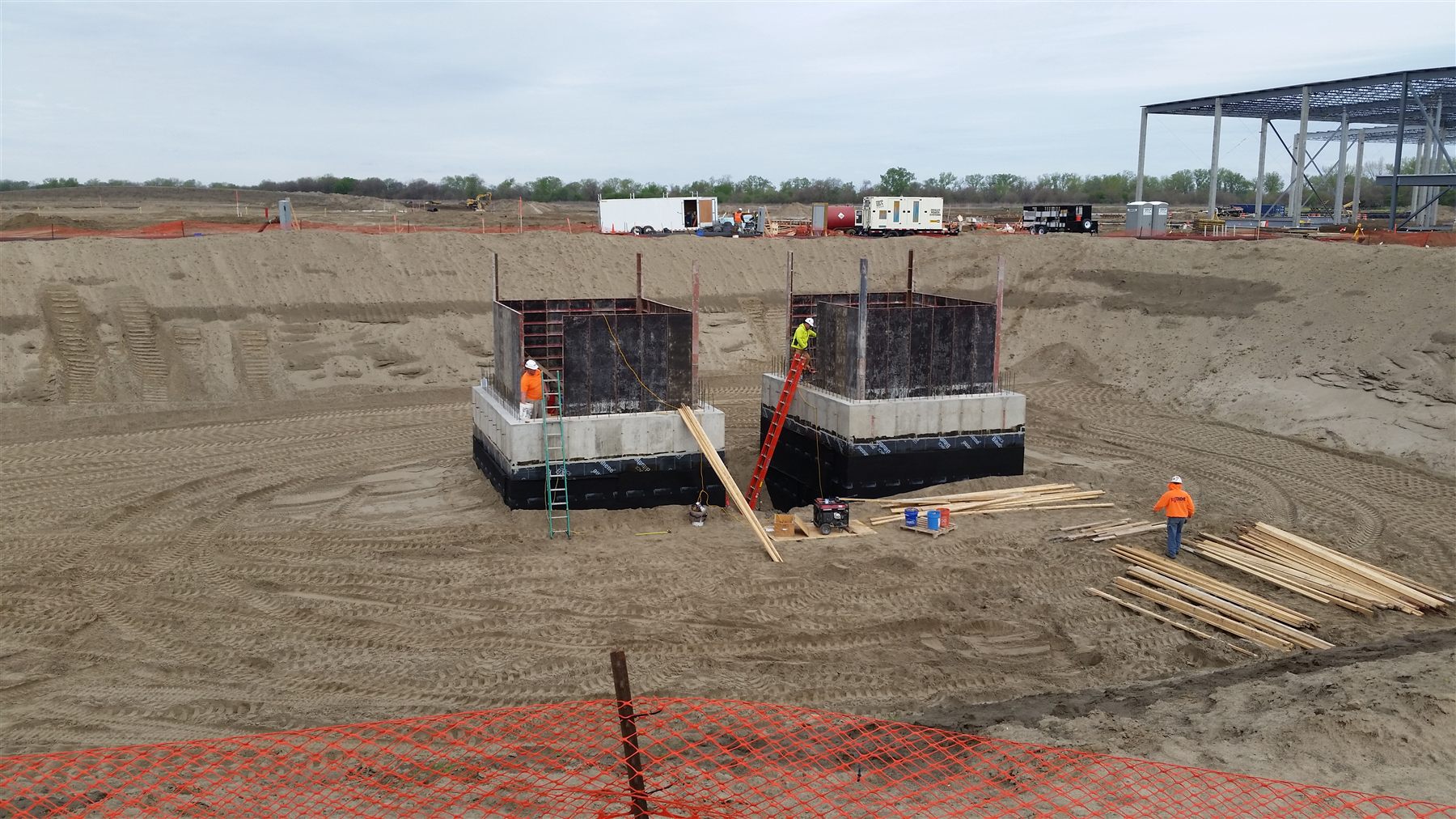 RJ Tide crew forming a concrete foundation on-site